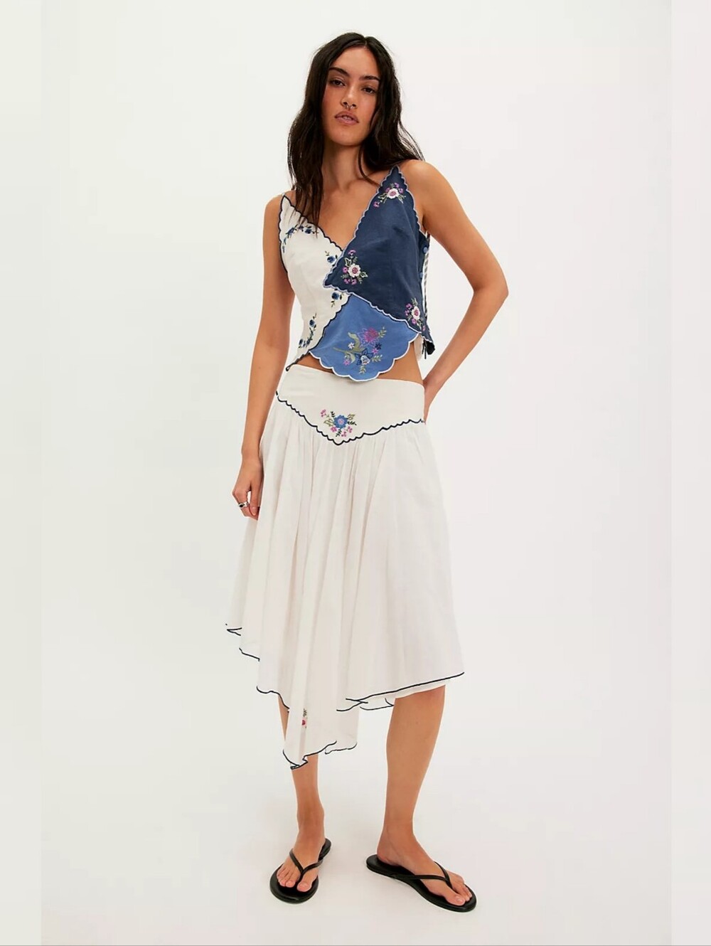 Free People Sacred Heart Midi Skirt Set Egret Combo Ivory Women's Size Small